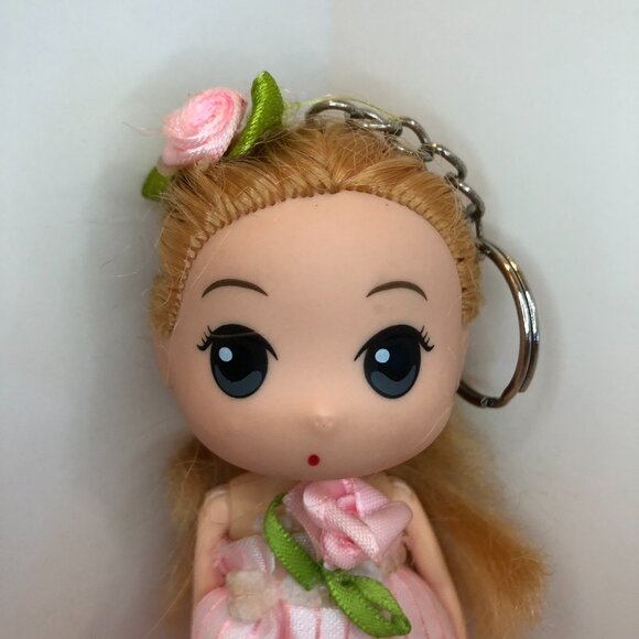 Little Girl Doll Keychain with Pink Dress - Picture 2 of 12